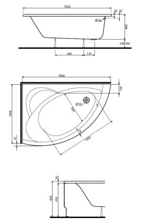 Wanna Koło Neo Plus narożna asymetryczna lewa 150 x 100cm (XWA0751000) 2