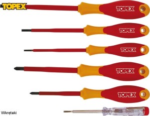 Topex Wkrętaki elektryczne + próbnik 1000V 5szt. (39D150) 1