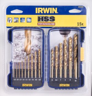 Wiertło Irwin do metalu HSS walcowe 1,5 2 7 4,5 4 5,5 5 1 3 2,5 3,5 6 10 6,5 7,5 8 8,5 9 9,5mm zestaw (10502500) 1