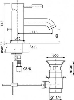 Bateria umywalkowa Valvex Vegane Nero stojąca czarny (2423310) 2