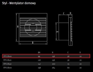 Dospel Wentylator ścienny STYL 100S 007-0001 2