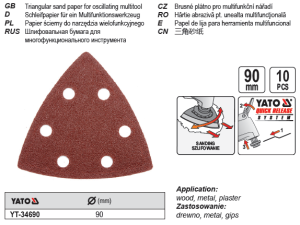 Yato Papier ścierny do narzędzia wielofunkcyjnego 90mm 10szt. (YT-34690) 2