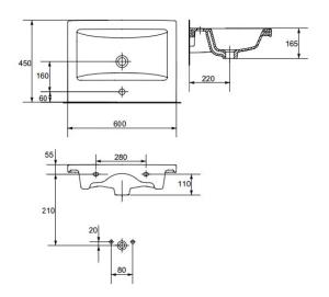 Umywalka Cersanit Como 60cm (K32-003-ECO) 3