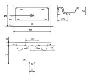 Umywalka Cersanit Como 80cm (K32-004-ECO) 2