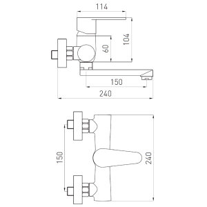 Bateria umywalkowa Ferro Algeo ścienna chrom (BAG3) 2