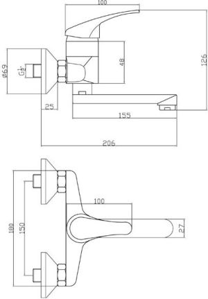 Bateria umywalkowa Ferro Basic ścienna chrom (BBC3) 2