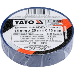 Yato Taśma elektroizolacyjna 15x0.13mm/20m PVC, izolacja-max 40kV /niebieska/ - YT-81591 2