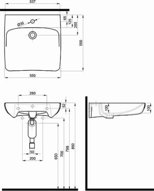 Umywalka Koło Nova Pro Bez Barier 55cm (M38155000) 2