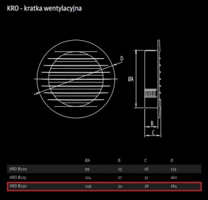 Dospel Kratka okrągła KRO z siatką 150mm brąz - 007-0310 2