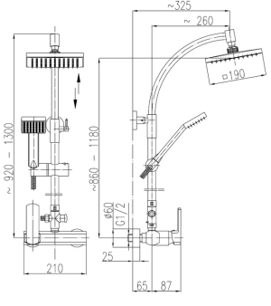 Zestaw prysznicowy KFA Orion z deszczownicą z baterią chrom (4006-910-00) 2