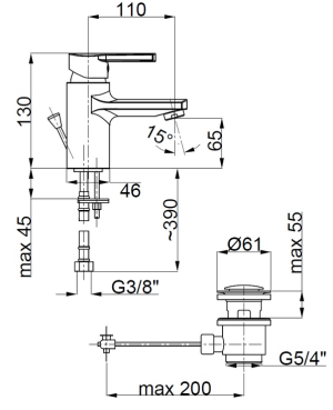 Bateria umywalkowa KFA Selen stojąca chrom (4412-815-00) 2