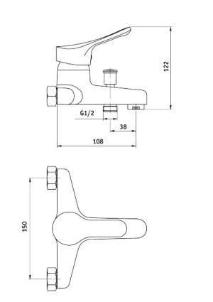Bateria wannowa Deante Joko ścienne chrom (BOJ 010M) 2