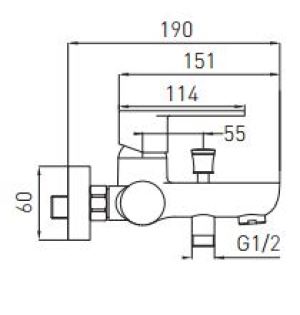 Bateria wannowa Ferro Algeo ścienne chrom (BAG1) 2