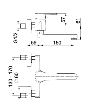 Bateria umywalkowa KFA Selen ścienna chrom (4410-810-00) 2