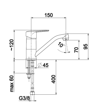Bateria umywalkowa KFA German stojąca chrom (4512-915-00) 2