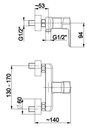Bateria prysznicowa KFA German chrom (4516-010-00) 2