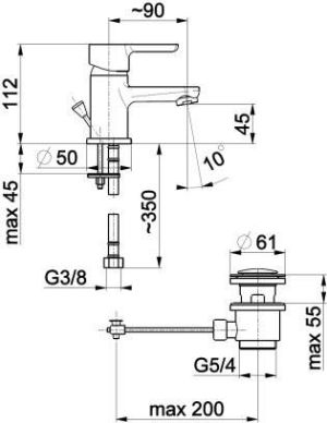 Bateria umywalkowa KFA Granat stojąca chrom (5522-815-00) 2