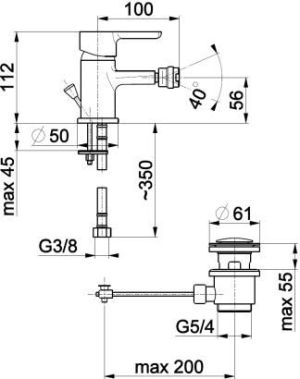 Bateria bidetowa KFA Granat stojąca chrom (5527-015-00) 2