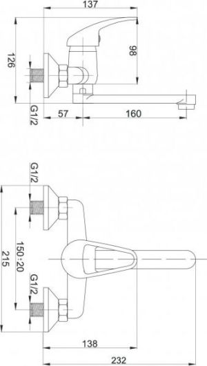 Bateria umywalkowa Hydroland Atut ścienna chrom (5900308734964) 2