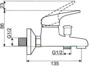 Bateria wannowa Hydroland Atut ścienne chrom (B391) 2