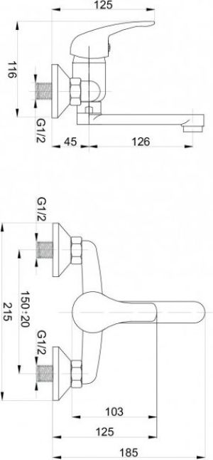 Bateria umywalkowa Hydroland Joker ścienna chrom (5900308736357) 2