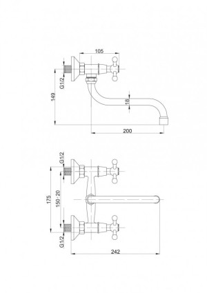 Bateria kuchenna Hydroland Retro ścienna chrom (B204) 2