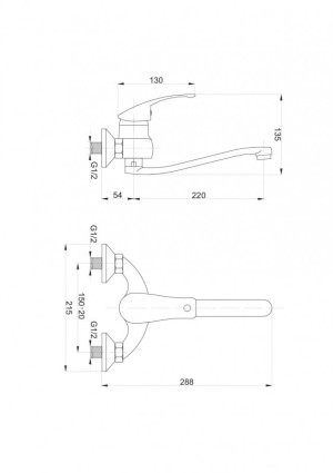 Bateria kuchenna Hydroland Vena ścienna chrom (B324) 2