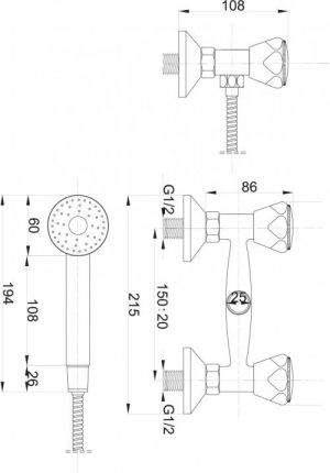 Bateria prysznicowa Hydroland Standart chrom (B107) 2