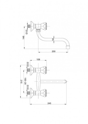 Bateria kuchenna Hydroland Standard ścienna chrom (B104) 2