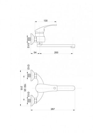 Bateria umywalkowa Hydroland Vena ścienna chrom (5900308734629) 2