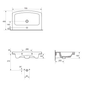 Umywalka Cersanit Easy 70cm CleanPro (K102-015) 2