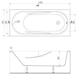 Wanna Cersanit Mito Red prostokątna 160 x 70cm (TS301-004) 2