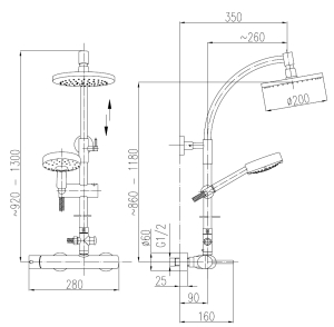 Zestaw prysznicowy KFA Solaris z deszczownicą z baterią chrom (4106-910-00) 2