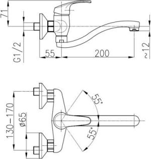 Bateria kuchenna KFA Krzem ścienna chrom (4210-910-00) 2