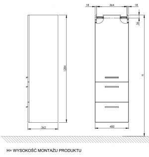Elita Słupek Kwadro 40cm biały połysk (162328) 2
