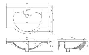 Umywalka Elita Rio 75cm (145670) 2