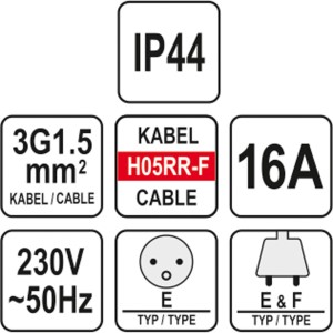 Yato Przedłużacz z przewodem 40m w osłonie gumowej - YT-81024 2