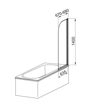 Parawan nawannowy Aquaform Modern 1-częściowy szkło przejrzyste, profil biały (170-06951) 2