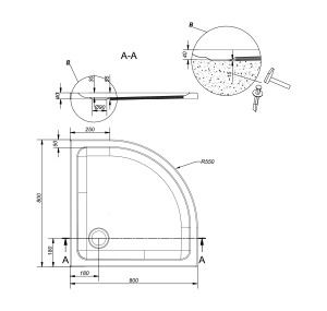Brodzik Cersanit Tako półokrągły narożny 80 cm x 80 cm (S204-001) 3