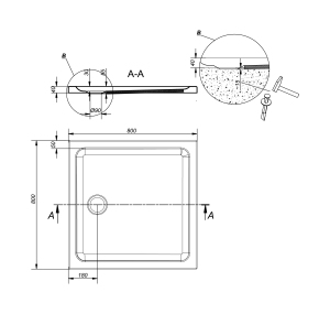 Brodzik Cersanit Tako kwadratowy 80 cm x 80 cm 3