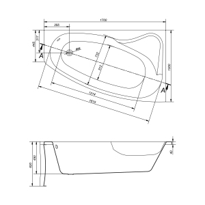 Wanna Cersanit Sicilia narożne asymetryczna prawa 170 x 100cm (S301-098) 3