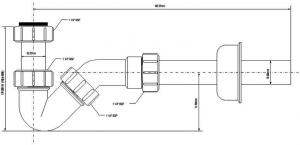 Syfon McAlpine rurowy 5/4" z wydłużonym odpływem biały (HC23) 2