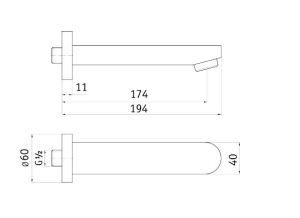 Wylewka Deante Wylewka podtynkowa 1/2" 194mm - NAC 081K 2