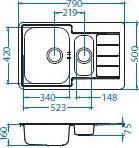 Zlewozmywak Alveus Zlewozmywak LINE 70 Start len + syfon 3,5" 790x500mm 1,5K - 1082081 3