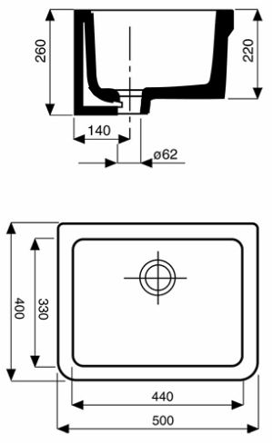 Zlewozmywak Koło Zlew ceramiczny Swing 50cm z przelewem (21153) 2