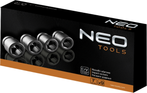 Neo Zestaw nasadek udarowych 6-kątnych 1" 27-50mm 9szt. (12-105) 2