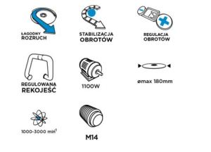 Graphite Pro Polerka rotacyjna 59GP200 1100 W 4
