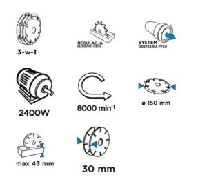 Bruzdownica Graphite Pro Bruzdownica z potrójną tarczą 2400W 150mm walizka (59GP300) 5 lat gwarancji 12