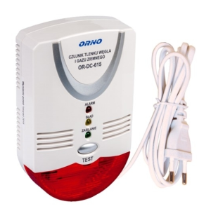 Orno Czujnik 2w1 tlenku węgla i gazu ziemnego 230V (OR-DC-615) 1