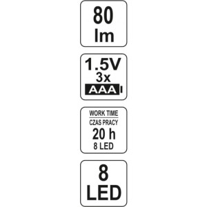 Yato Latarka diodowa inspekcyjna 8LED magnetyczna 3xAAA - YT-08514 4
